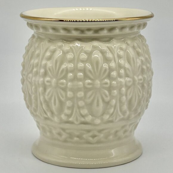 Vintage Lenox Fine Porcelain Beaded Votive Candle Holders Set of Three Gold Rims - Picture 2 of 14